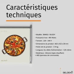Chauffe Plat Électrique souple, températures Réglable et Minuteur, Chauffe Assiette, Réchaud pour Buffets Fêtes Banquet