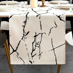 Chemin de Table Blanc et Noir 183 x 33 cm