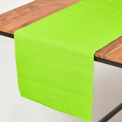 Chemin de table en coton uni, citron vert - HOMESCAPES