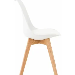 CLP Lot De 4 Chaises De Cuisine Linares Avec Surface En Plastique Et Revêtement En Similicuir I Piètement En Bois De Hêtre - Blanc