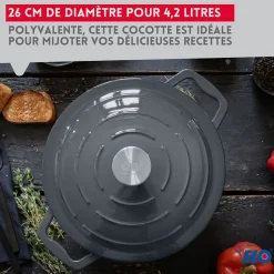 Cocotte 26 cm en fonte émaillée gris classique 4.5 L Elo
