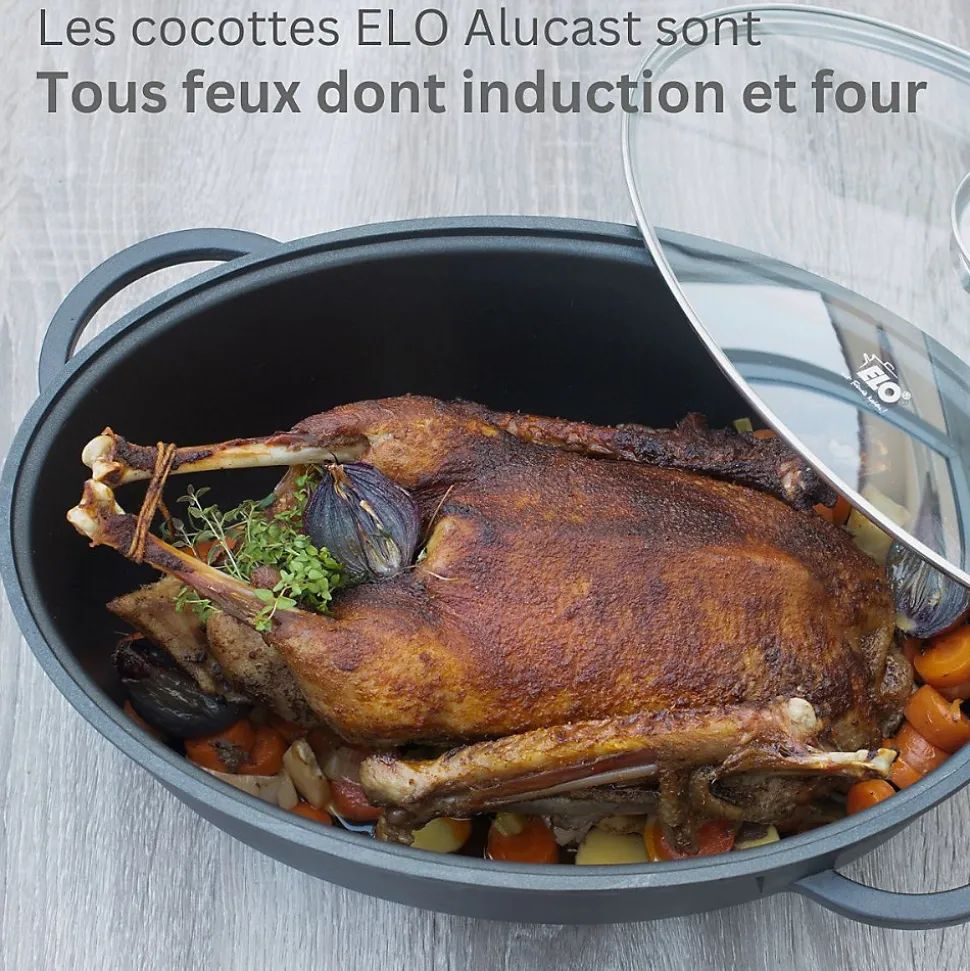 Cocotte 38 x 25 cm en fonte aluminium antiadhésive 7 L Elo Alucast