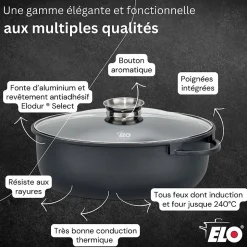 Cocotte 38 x 25 cm en fonte aluminium antiadhésive 7 L Elo Alucast