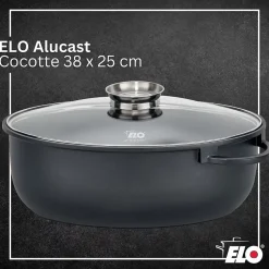 Cocotte 38 x 25 cm en fonte aluminium antiadhésive 7 L Elo Alucast
