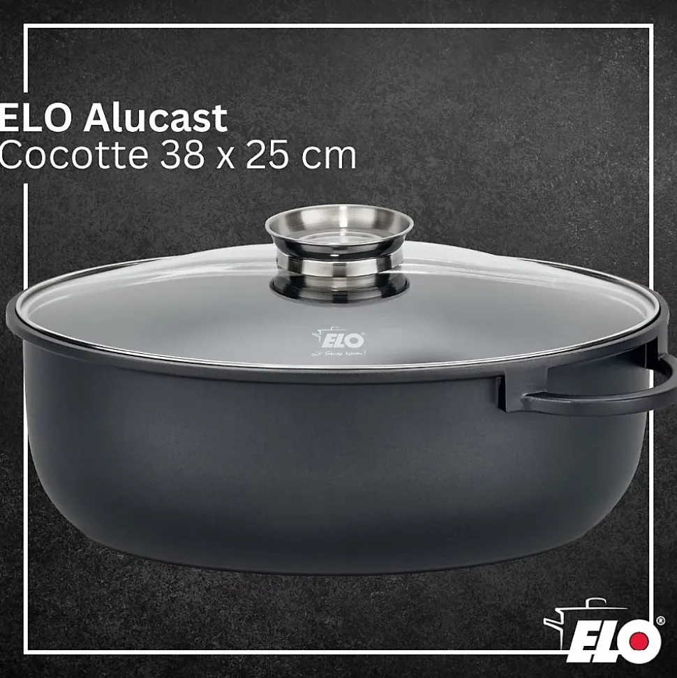 Cocotte 38 x 25 cm en fonte aluminium antiadhésive 7 L Elo Alucast