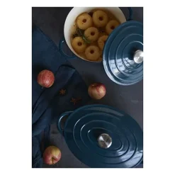 Cocotte BAUMALU24 cm - Forme ronde - Bleu vert