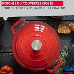 Cocotte en fonte émaillée 26 cm rouge cerise 4.5 L Elo