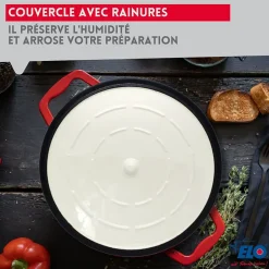 Cocotte en fonte émaillée 26 cm rouge cerise 4.5 L Elo