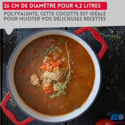 Cocotte en fonte émaillée 26 cm rouge cerise 4.5 L Elo