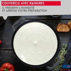 Cocotte en fonte émaillée basse gris classique 28 cm 2,8 L Elo
