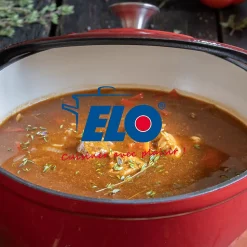 Cocotte en fonte émaillée basse 28 cm rouge cerise 3L Elo