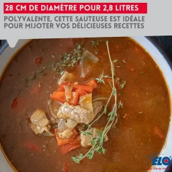 Cocotte en fonte émaillée basse 28 cm rouge cerise 3L Elo