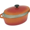 Cocotte ovale en fonte d'acier émaillée - 37 cm - 9 L - Orange