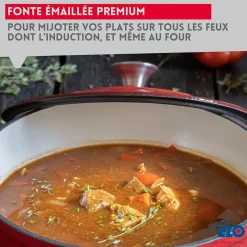 Cocotte ovale en fonte émaillée 33 cm de long rouge cerise 4,9 L Elo