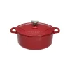 Cocotte ronde 20 cm chasseur rouge uni interieur sable