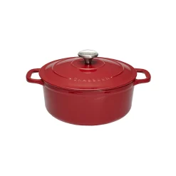 Cocotte ronde 20 cm chasseur rouge uni interieur sable