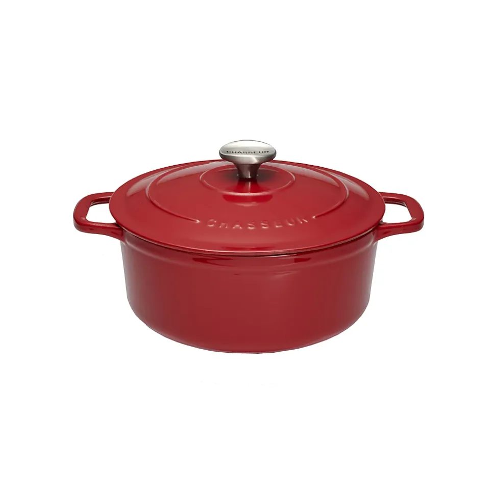 Cocotte ronde 20 cm chasseur rouge uni interieur sable