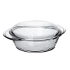 Cocotte ronde avec couvercle, casserole avec poignées en verre, capacité 0.7 L - Longueur 19.5 x Profondeur 15.9 x Hauteur 6.5 cm