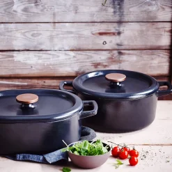 Cocotte ronde BEKA Nori fonte emailee 26 cm 5 L Noir