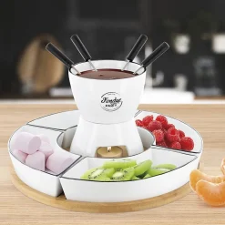 Coffret à Fondue - Cook Concept - Support Bambou - Coupelle X4 - Multicolore - H19 X L30 X P30 Cm