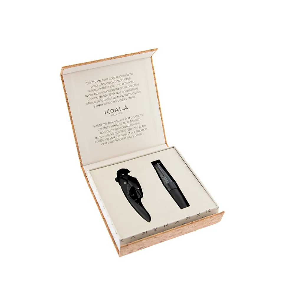 Coffret avec tire-bouchon High Tech et aérateur de vin Noir - Uncork Noir par Koala