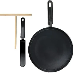 Coffret crêpière - CMP - 28cm - Induction - Avec râteau bois + spatule nylon - Noir