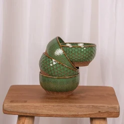 Coffret de 4 coupelles Jaspe 12 cm vert