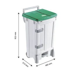 Collecteur à pédale 90 L + porte - couvercle vert