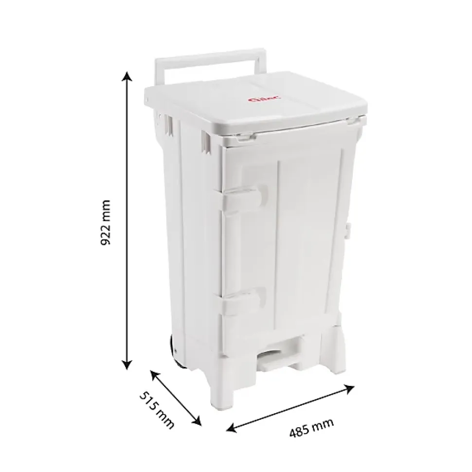 Collecteur à pédale 90 L + porte - couvercle blanc