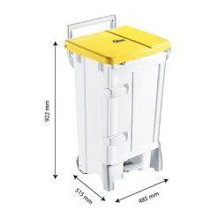 Collecteur à pédale 90 L + porte - couvercle jaune