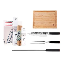 Combo BBQ Deluxe Couteaux Pakka 4 pièces - KOTAI - Couteau japonais Gris 33cm / 30cm