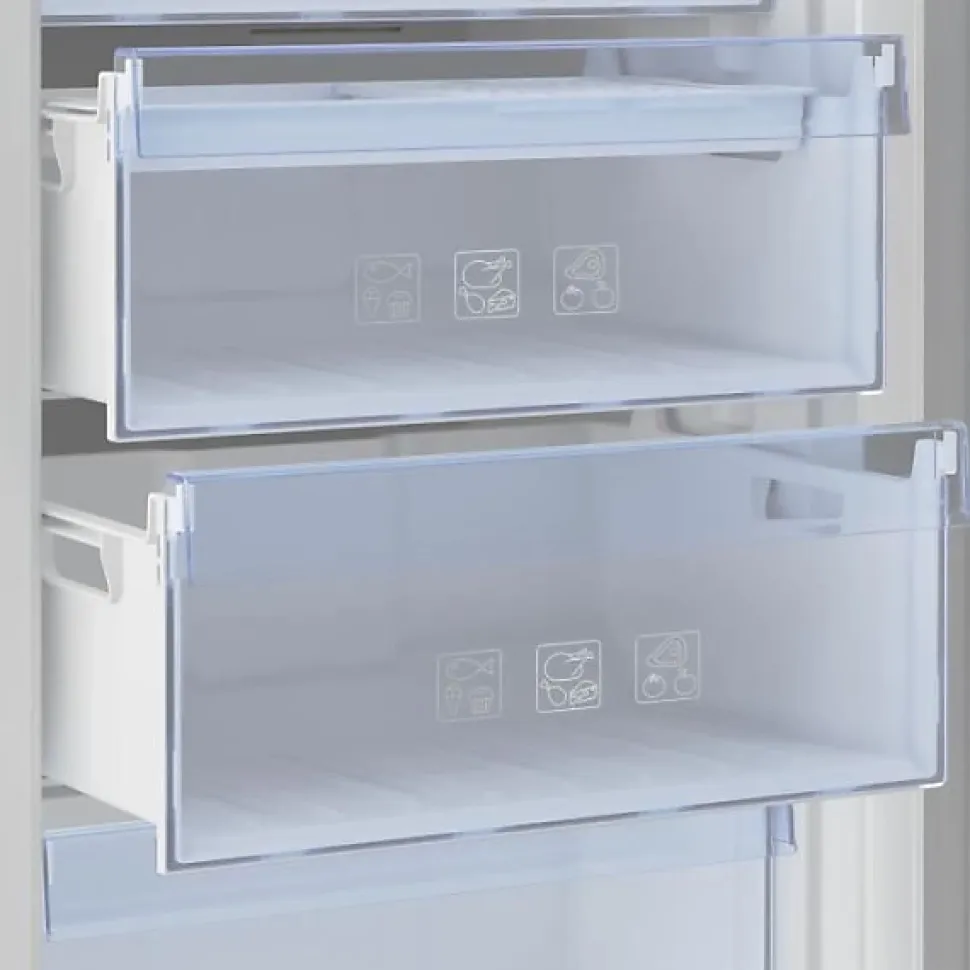 Congelateur Armoire - BEKO série b100 - RFNE290L41WN - Classe E - 256 L - 5 tiroirs - 59,5 x 70 x 171,4 cm - Blanc