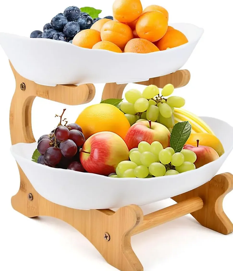 Corbeille à Fruits 2 Étages Bambou