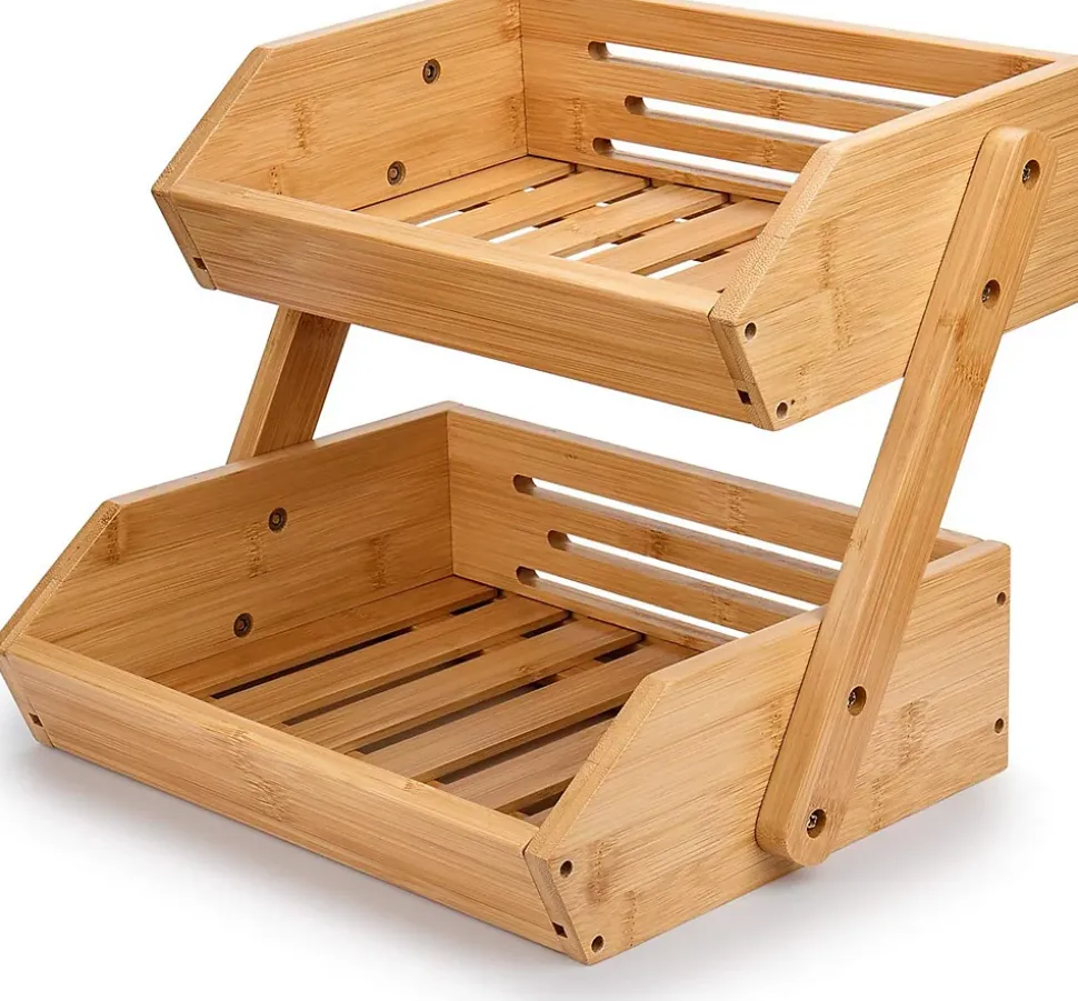 Corbeille à Fruits en Bambou à 2 Niveaux