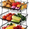 Corbeille à Fruits Métal 4 Niveaux avec Roulettes