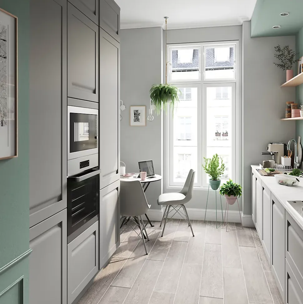 Corniche et bandeau cache-lumière GoodHome Garcinia ciment H. 35 mm x l. 2.4 m x Ep. 59.5 mm