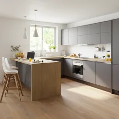 Corniche et bandeau cache-lumière GoodHome Stevia gris mat H. 35 mm x l. 240 x Ep. 5,95 cm