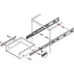 Coulisse à bille largeur de montage 12,7 mm (la paire) - Hettich - 500 mm
