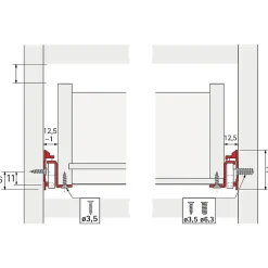 Coulisse 25 kg pour tiroir en bois (la paire) - Hettich - 450 mm