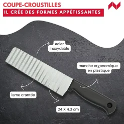Couteau à lame ondulée pour frites, légumes et fruits Nirosta