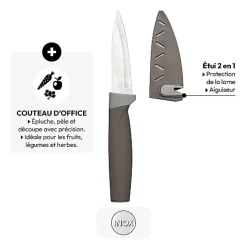 Couteau avec lame 8,20cm et étui doucle fonction - Gris- 5five