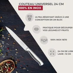 Couteau de cuisine universel 24 cm en tout Nirosta Star