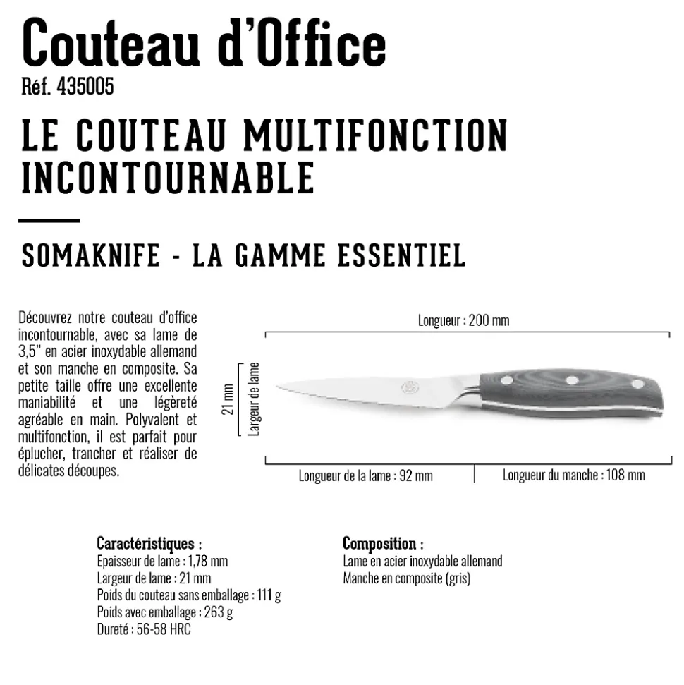 Couteau d'Office 3,5 pouces, gamme Essentiel - SOMAGIC