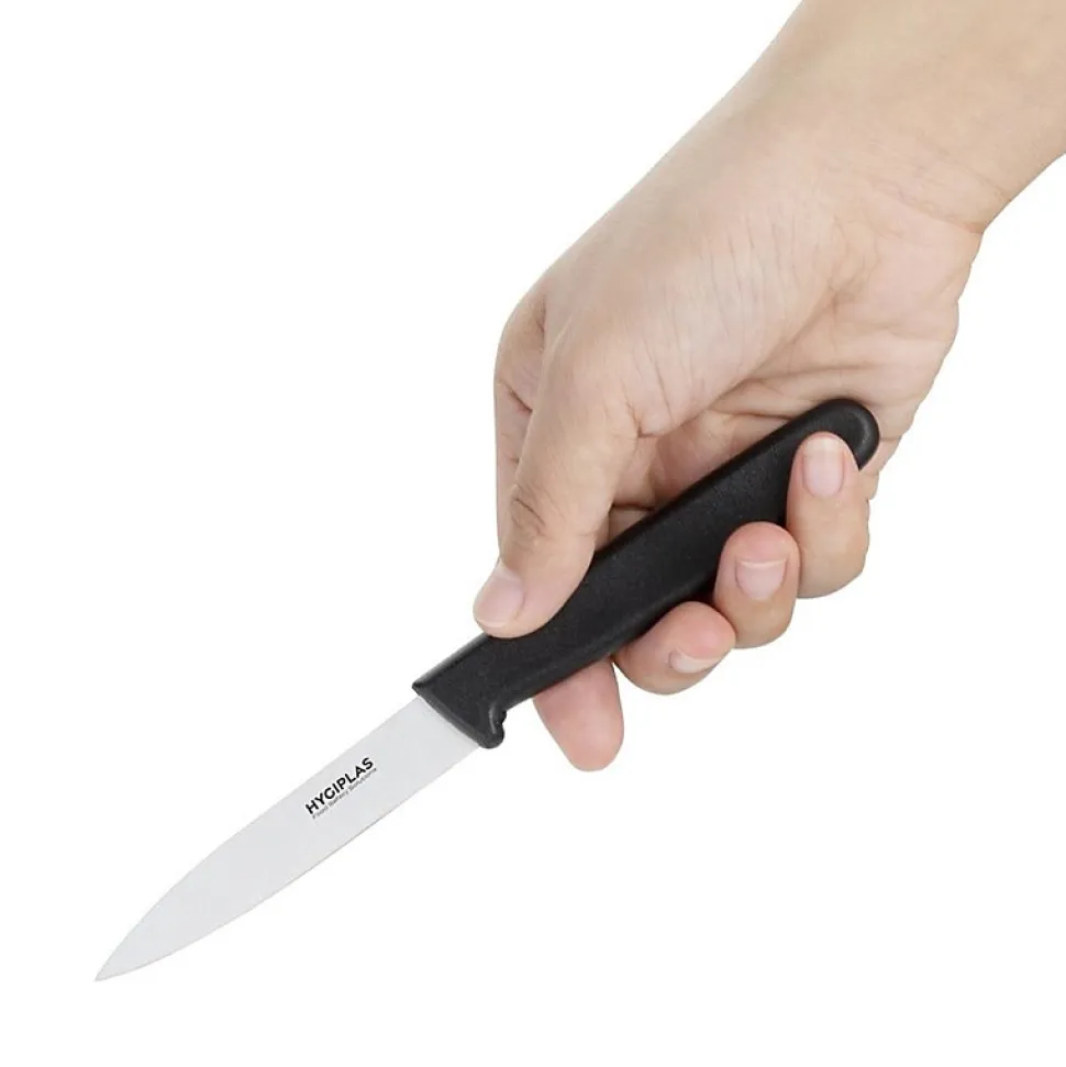 Couteau d'Office Professionnel Lame Droite Noir 75 mm - Hygiplas