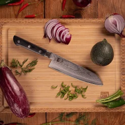 Couteau Santoku Hashi Damas Lame 18 cm - KOTAI - Couteau japonais Gris