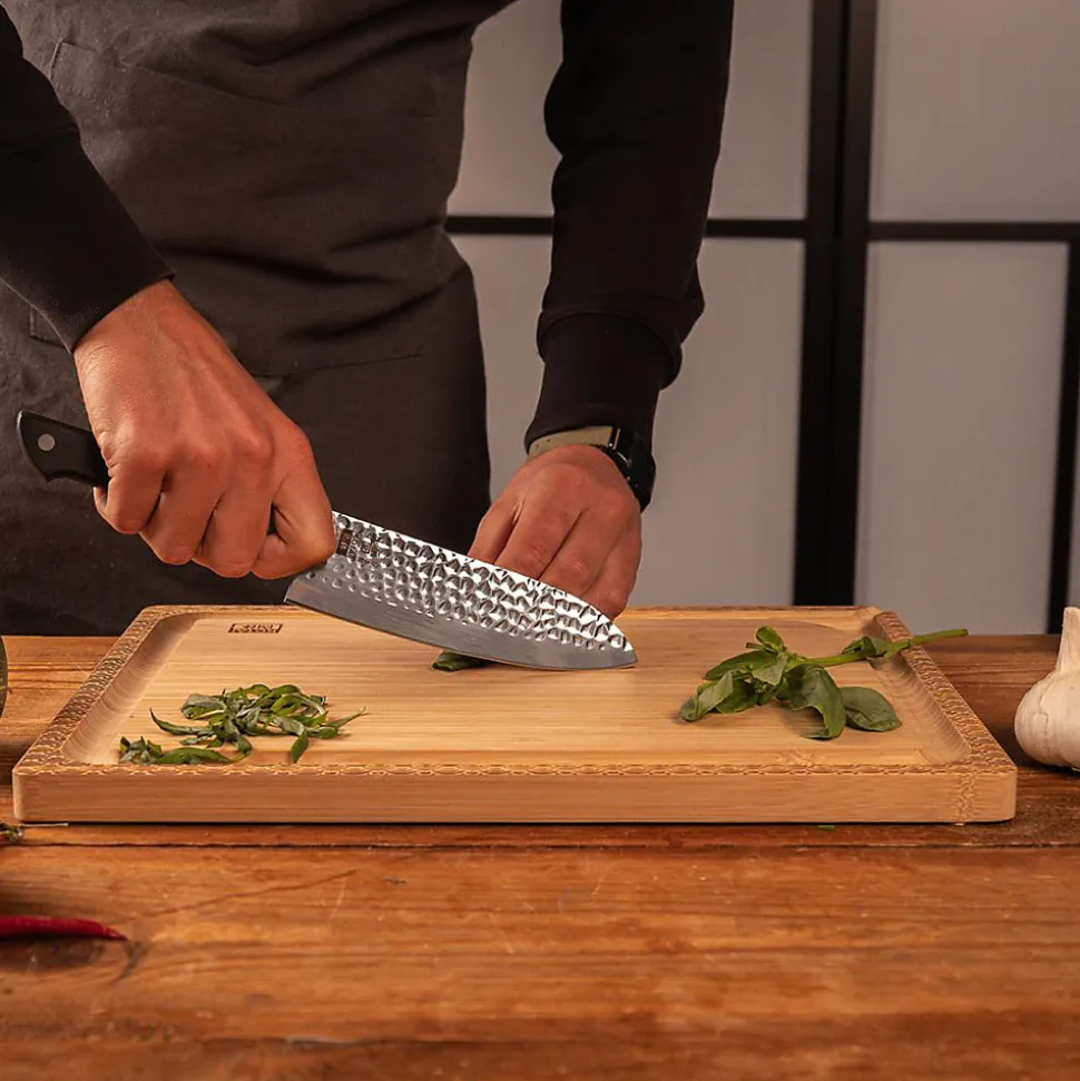 Couteau Santoku Hashi Tsuchime Lame 17 cm - KOTAI - Couteau japonais Gris