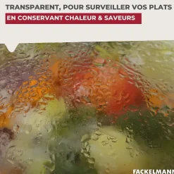 Couvercle de cuisson adaptable de 16 à 20 cm en verre et silicone Fackelmann