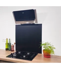 Crédence - Fond de hotte - Aluminium Anodisé Brossé Noir - H55cm x L50cm