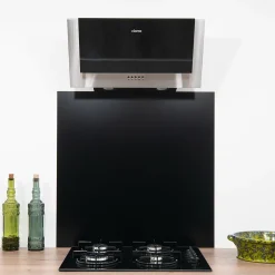 Crédence - Fond de hotte - Aluminium Noir RAL 9005 sat - H75cm x L120cm