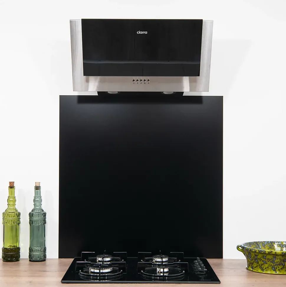 Crédence - Fond de hotte - Aluminium Noir RAL 9005 sat - H75cm x L120cm